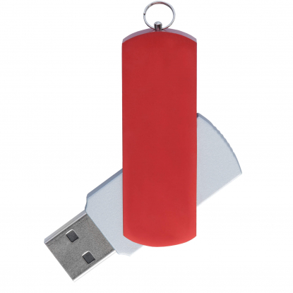 Флешка ELEGANCE COLOR-SILVER, красная