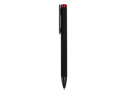 Ручка металлическая шариковая Taper Metal soft-touch, черная с красным