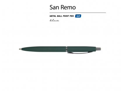 Ручка металлическая шариковая San Remo, soft-touch, зеленая