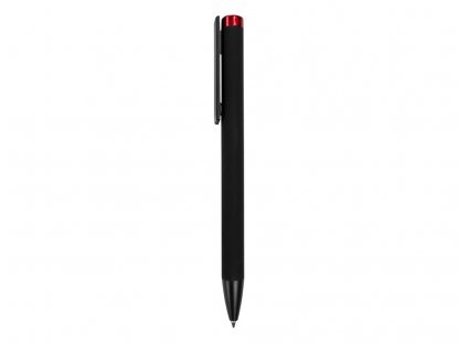 Ручка металлическая шариковая Taper Metal soft-touch, черная с красным