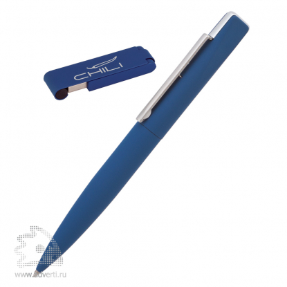 Набор: ручка Mercury + флеш-карта Case 8 Гб в футляре, темно-синий