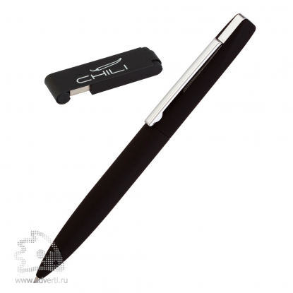 Набор: ручка Mercury + флеш-карта Case 8 Гб в футляре, черный с серебром