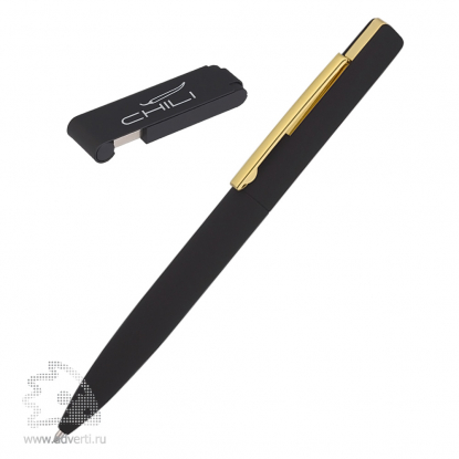 Набор: ручка Mercury + флеш-карта Case 8 Гб в футляре, черный с золотом