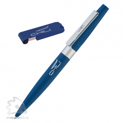 Набор: ручка Peri+ флеш-карта Case 8 Гб в футляре, темно-синий