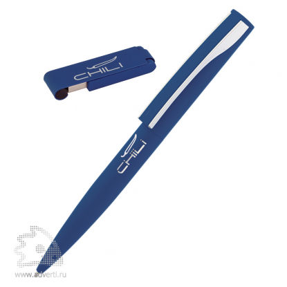 Набор: ручка Dial + флеш-карта Case 8 Гб в футляре, темно-синий