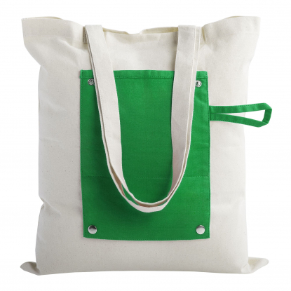 Холщовая сумка Dropper, складная, зелёная, вид спереди