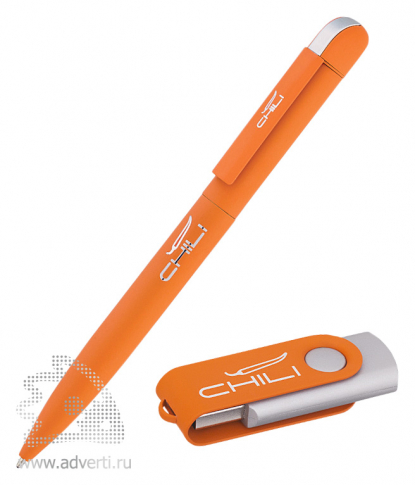 Набор: ручка Jupiter + флеш-карта, оранжевый, без футляра