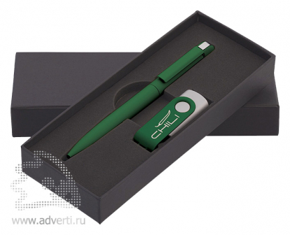 Набор: ручка Jupiter + флеш-карта, темно-зеленый