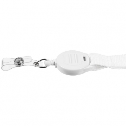 Лента для бейджа с ретрактором Retract, молочно-белая