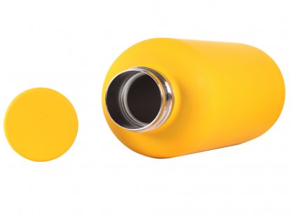 Вакуумная термобутылка ODIN, soft-touch, желтая