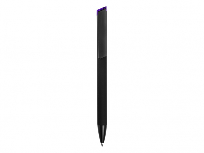 Ручка металлическая шариковая Taper Metal soft-touch, черная с фиолетовым