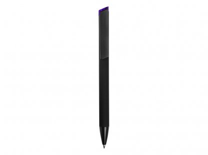 Ручка металлическая шариковая Taper Metal soft-touch, черная с фиолетовым