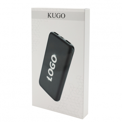 Внешний аккумулятор Kugo 10000 mAh с подсветкой гравировки, черный