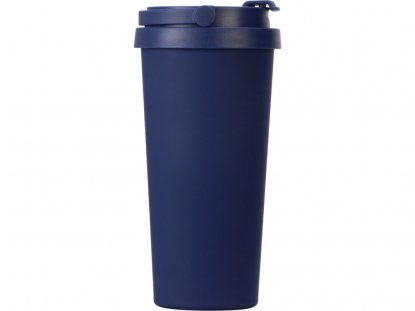 Вакуумная термокружка Grant, soft-touch, темно-синий