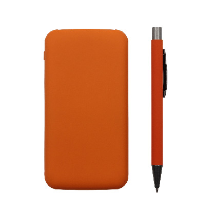 Набор Power Bag 10000, оранжевый, внешний аккумулятор и ручка