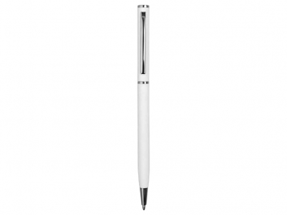 Ручка металлическая шариковая Атриум софт-тач, белая, общий вид