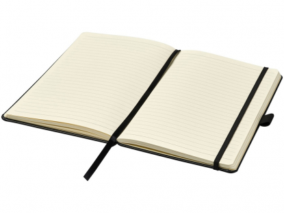 Записная книжка А5 Nova, черная, резинка, лента-закладка, петля для ручки