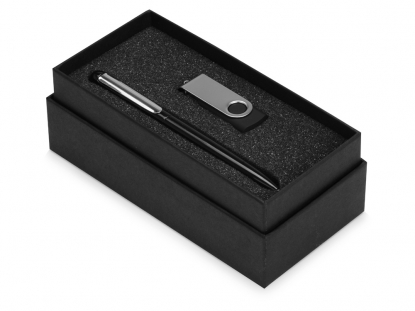 Подарочный набор Skate Mirror с ручкой и флешкой, черный, в коробке