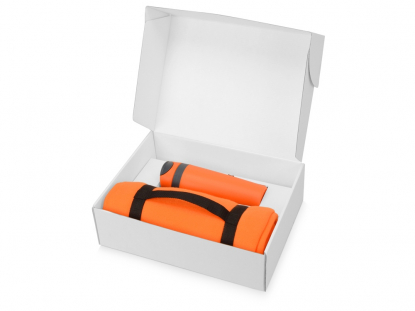 Подарочный набор Cozy с пледом и термокружкой, оранжевый, в коробке
