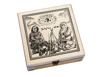 Подарочный набор c чаем Сокровища Севера в деревянной шкатулке с логотипом