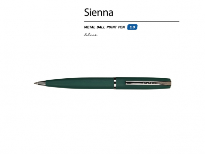Ручка металлическая шариковая Sienna, софт-тач, зеленая