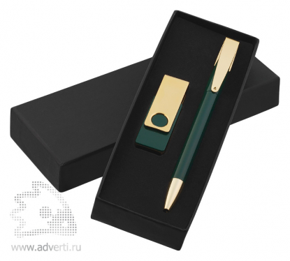 Набор ручка Cobra + флеш-карта Twista Klio Eterna, темно-зеленый