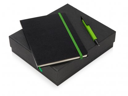 Подарочный набор Jacque с ручкой-подставкой и блокнотом А5, зеленый