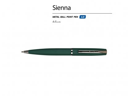 Ручка металлическая шариковая Sienna, софт-тач, зеленая