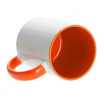 Кружка для сублимации, белая с оранжевым
