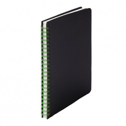 Блокнот на двойной пружине HELIX, черный с зелёным
