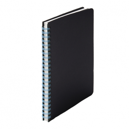 Блокнот на двойной пружине HELIX, черный с голубым