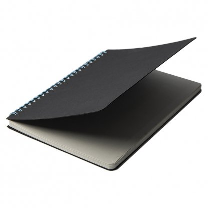 Блокнот на двойной пружине HELIX, черный с голубым