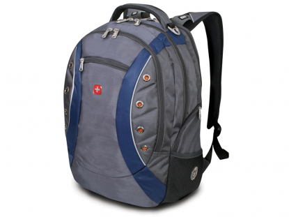 Рюкзак с отделением для ноутбука 15", серый с синим