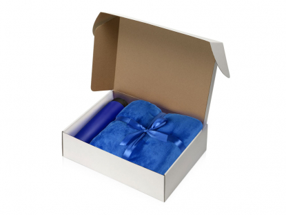 Подарочный набор Dreamy hygge с пледом и термокружкой, синий, в коробке