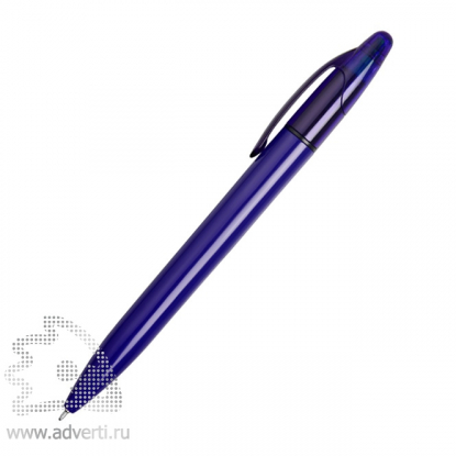 Ручка пластиковая шариковая Mark с хайлайтером, синяя, сбоку