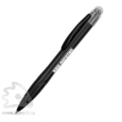 Ручка-стилус шариковая Light с подсветкой, белая гравировка, с колпачком