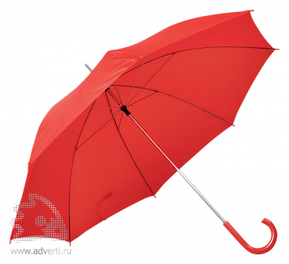 Зонт с пластиковой ручкой, механический, красный