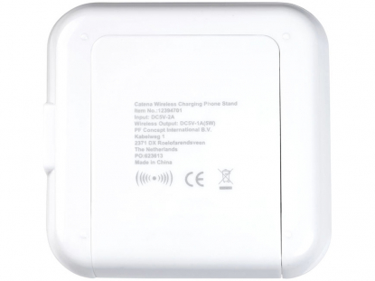 Беспроводное зарядное устройство-подставка для смартфона Catena, белое, вид сзади