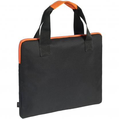Конференц-сумка Unit Сontour, черная с оранжевым, оборотная сторона