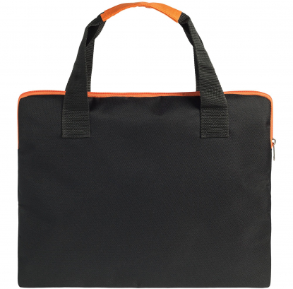 Конференц-сумка Unit Сontour, черная с оранжевым, вид сзади