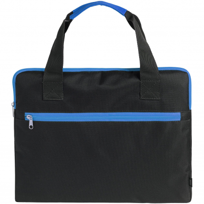 Конференц-сумка Unit Сontour, черная с синим, вид спереди