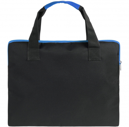 Конференц-сумка Unit Сontour, черная с синим, вид сзади