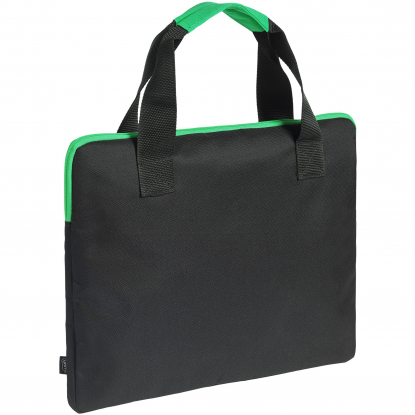 Конференц-сумка Unit Сontour, черная с зелёным, оборотная сторона