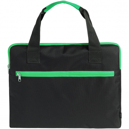 Конференц-сумка Unit Сontour, черная с зелёным, вид спереди