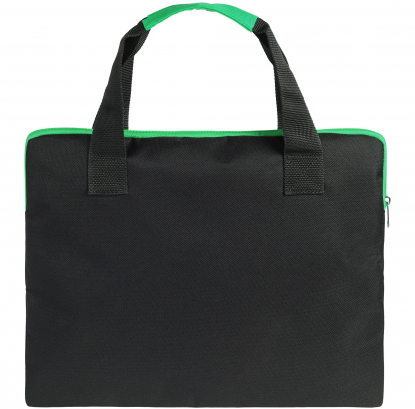 Конференц-сумка Unit Сontour, черная с зелёным, вид сзади