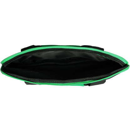 Конференц-сумка Unit Сontour, черная с зелёным, в открытом виде