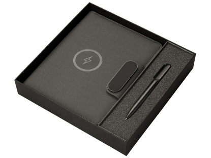 Подарочный набор Twilight, органайзер А5 с беспроводной зарядкой и металлическая шариковая ручка со светящимся логотипом