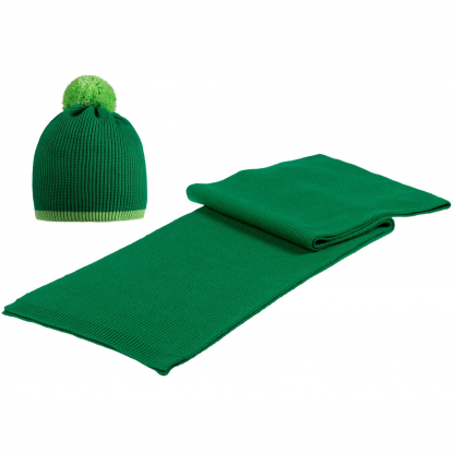 Шарф Amuse, зелёный, в комплекте с шапкой