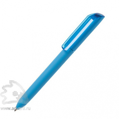 Ручка шариковая FLOW PURE, c покрытием soft touch и прозрачным клипом, голубая