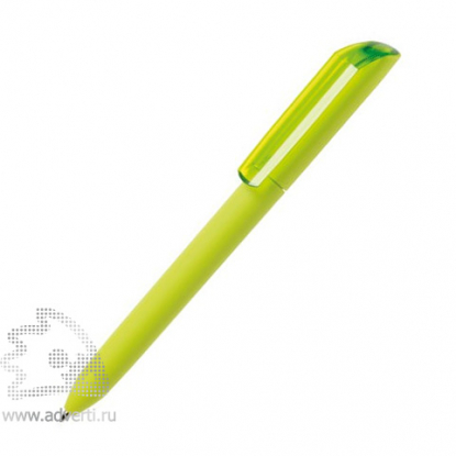 Ручка шариковая FLOW PURE, c покрытием soft touch и прозрачным клипом, салатовая